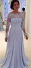 절묘 한 2017 인기있는 라일락 쉬폰 신부의 신부 드레스 우아한 정장 긴 소매 자 수 비즈 어머니 공식적인 드레스 EN12275