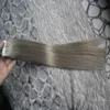 Silver Grey Tape Extension 100g Brazilian Non-Remy Hair On Adhesives Invisible Tape PU Skin Weft 40pc Tape In Human Hair Extensions