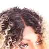 14 pouces Kinky Curly Afro Wigs Lace Front Wig Side Part Naturel Ombre Cheveux Synthétiques pour les Femmes Africaines