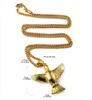 جديد الهيب هوب على طراز الذهب الذهب الطلاء حمامة النسر قلادة قلادة مجوهرات رجالي من المألوف مع 75 سم سلسلة طويلة من الذكور أنثى