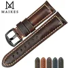 Maikes Hoge kwaliteit horloge accessoires horlogebanden 20mm - 26mm bruin vintage olie wax lederen horlogeband voor riem