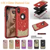 Estuche Glitter Diamond para iPhone X Xr Xs Max 8 7 6 6s Plus 5 5S SE 3 en 1 Cubierta de TPU de caucho plástico a prueba de golpes Armadura híbrida resistente