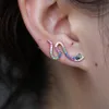 2018 latest new arrived jewelry colorful cubic zirconia paved long snake climber Rose gold silver plated women lady earring