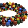 8mm grossist mix färg agat färgglada natursten runda lösa pärlor för smycken tillverkning 4/6/8/10/12 mm DIY Bracelet Strand 15.5 ''