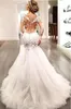 2020 lindo vestidos de casamento sereia Dubai estilo árabe de Dubai mangas compridas lace vestidos de noiva fishtail Botão de volta vestido de noiva