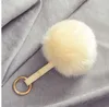 10 cm Pom Pom Bunny Keychains Leather Keyring Faux Rabbit päls Pompons Ball Women Girl Bag Car Key Chains Pendant Trinket Llaveros