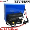 قوية بطارية 72V 68AH ليثيوم لالأصل LG 18650 خلية بطارية دراجة كهربائية 20S الشحن 72V 5000W 7000W + 5A شاحن الحرة