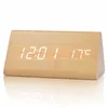 Triángulo LED de madera Digital LED Digital Reloj de alarma Control de sonido Relojes de escritorio con temperatura Pantalla electrónica Decoración del hogar