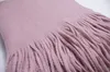 Fashion Plain Women Scarf Tassel Sjalar Ny designer Höst Vinter Cashmere Warps Luxury Solid Pashmina Scarves för kvinnor