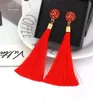 Fashion Vintage Bohemian Ethnic Long Color Cotton Drop Earrings for Women Girl Geometric Tassel Zircon Earring Jewelry