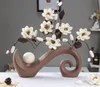 Minimalista de cerâmica Acrílico criativo simples moda flores vaso de decoração para casa sala de artesanato decoração do casamento estatueta de artesanato