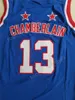 Harlem Globetrotters 13 Wilt Chamberlain Película Camisetas de baloncesto Venta barata Color del equipo Azul Todos los uniformes cosidos de Chamberlain Alta calidad