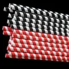 Drinking Straws Hard Milk Large Straw 8 mm Disposable Paper Thick Straw Black Stripe Degradable 100 Pieces/Lot