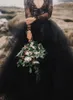 2019ブラックボヘミアのウェディングドレスイリュージョン長袖プフィーチュールボーの格安ゴシック結婚式のパーティーブライダルフォーマルガウン安い