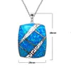 Created Blue Opal Rectangle Pendant Necklace Authentic 925 Sterling Silver Sea Blue Silver Jewelry for Women 15.74",17.71",19.68" Chain Neck