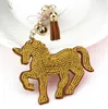 Licorne cheval cristal porte-clés voiture sac à main pendentif à breloques gland porte-clés mode porte-clés décor accessoires EEA499 50 pièces