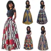 European fashion classic printing double pocket high waist skirt + sleeve round neck skirt suit S M L XL XXL support mixed batch