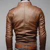 Jaquetas masculinas de Couro de Couro de Motocicleta Recebido Masculino Casacos Masculinos com Zíper Homem Outerwear Stand Jaqueta Jaqueta de Ceo Masculina