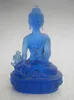12 cm * / zeldzaam Blue Chines Crystal Glass Liuli Boeddhabeeld