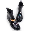 Rousoliu mulheres pvc ankle chuva botas dos desenhos animados animais impermeáveis ​​sapatos de água mulher Rainboots Wellies Slip-on TR114