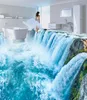 Hemdekoration 3D Waterfall Living Room Golv Mural Vattentät golv Muralmålning Självhäftande 3D224T