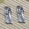 Wholesale 100pcs Wedding Couple Alloy Charms Pendant Retro Jewelry Making DIY Keychain Ancient Silver Pendant For Bracelet Earrings 27*11mm