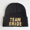 Winter Warm Borduurwerk Bruids Bruid Team Squad Stretchy Gebreide Mutsen Hoeden Unisex Wool Hip Hop Skullies Caps