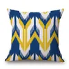 blauw en geel kussenhoes ikat almofada modern etnisch sierkussen case voor stoel chaise 45cm scandinave cojines1336615