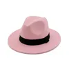 2021 Trend Unisex Wool Felt Jazz Fedora Hats Casual Men Women Ribbon Band Wide Brim cowboy Hat Panama Trilby Formal Party Cap