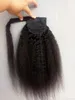 Ciemnobrązowy Włoski Yaki Ludzki Włosy Kinky Prosto Clip W Naturalnym Szorstkim Yaki Virgin Włosy Wrap Sznurek Ponytail Hair Extensions 120g