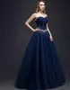 Dark Navy Ball Gown Evening Dresses Prom Dresses Long Sweetheart Bantage Back Prom Gowns Ball Gown