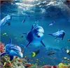 vinyl flooring bathroom Ocean World Dolphin Underwater World 3D bathroom living room floor tiles column floor painting