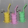 Wholesale Mini glow in the dark Silicone Rigs Dab Jar Bongs hookah Jars Water pipe Silicon Oil Drum Rigs with quartz nail