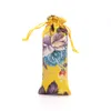 Allonger la pochette à cordon de fleur sac de brocart sac de cadeau en tissu de soie chinois pochettes peigne en bois bijoux collier sac de rangement 7x18 cm 508695708