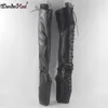 Wonderheel new extreme high heel 7" wedges heel ballet thigh high boot sexy high heels lace up matte leather over the knee boots