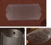 200PC / Lot Clear PVC Pillow Shape Presentförpackning Box Transparent Party Favor Choklad Candy Package Plastlådor med Hang Hole