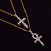 Gelado Zircon Ankh Cruz Cruz Definir Ouro Prata Material de Cobre Bling Cz Chave Para Vida Egito Cruz Colar Hip Hop Jóias