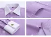 Новые мужские роскошные приталенные стильные формальные рубашки в полоску с длинными рукавами из хлопка с французскими манжетами 6340226a