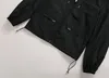 Hooded Nylon Windbreaker Jacket Knitted Collar Zipper Pockets Elastic Cuff Adjustable Hem Lightweight Outerwear