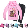 jojo siwa meisjes broeken outfits herfst kinderen hoodies sweatshirts + lange broek 2 stks pakken bedrukte kinderen casual kleding sets C3915