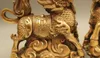 15,2 cm Folk Feng Shui in ottone Lucky Wealth Fu Dragon Kylin Statue Sculpture Pair