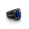 Bague Punk Rock Cool Dragon griffe avec pierre rouge/bleu/blanc, en acier inoxydable, bijoux de haute qualité pour hommes