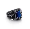 Punk Rock Mäns Vintage Dragon Claw Ring Titanium Rostfritt Stål Biker Ringar För Man CZ Stone Red Blue White Crystal Smycken