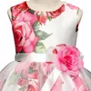 2018 New Arrivic Girls Summer Rose Printed Gauze Puff Princess Dress Daseal Girl Summer Elegant Casual Soureeles Dress 8167587