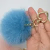 MS.Minshu 10cm Fox Fur Pompomの魅力エレガントバッグチャームナチュラルキツネの毛皮のキーホルダー純正フォックスファーポンモンキーリングバッグバッグチャーム