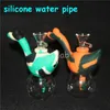 Hookahs Silicone Mini Dab Rig Rig Recycler Bongo Tubulações de Água Protable Bubbler 14mm Plataformas Petróleo Inquebrável Bent Bent Bongs grosso