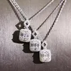 Brand Luxury Jewelry Unique Handmade T Princess Cut 5A Zirconia CZ Diamond Square Pendant Fashion Eternity Clavicle Necklace For Women Gift