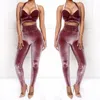 Fashion Women Sports Sets Velvet Tracksuit Velour smooth soft Vest Suit Female Tank Top And Long Pants Two Piece Suit