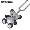 TOPGRILLZ Hip Hop Copper Rose Gold Silver Color Cubic Zircon Panda Pendant Necklace Charm For Men Women Jewelry Necklaces Gifts3733478