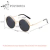 Frauen Marke Design Sonnenbrille Mode Runde Sonnenbrille Rahmen Perle Flash Spiegel UV Schutz Brillen Mit Original Box